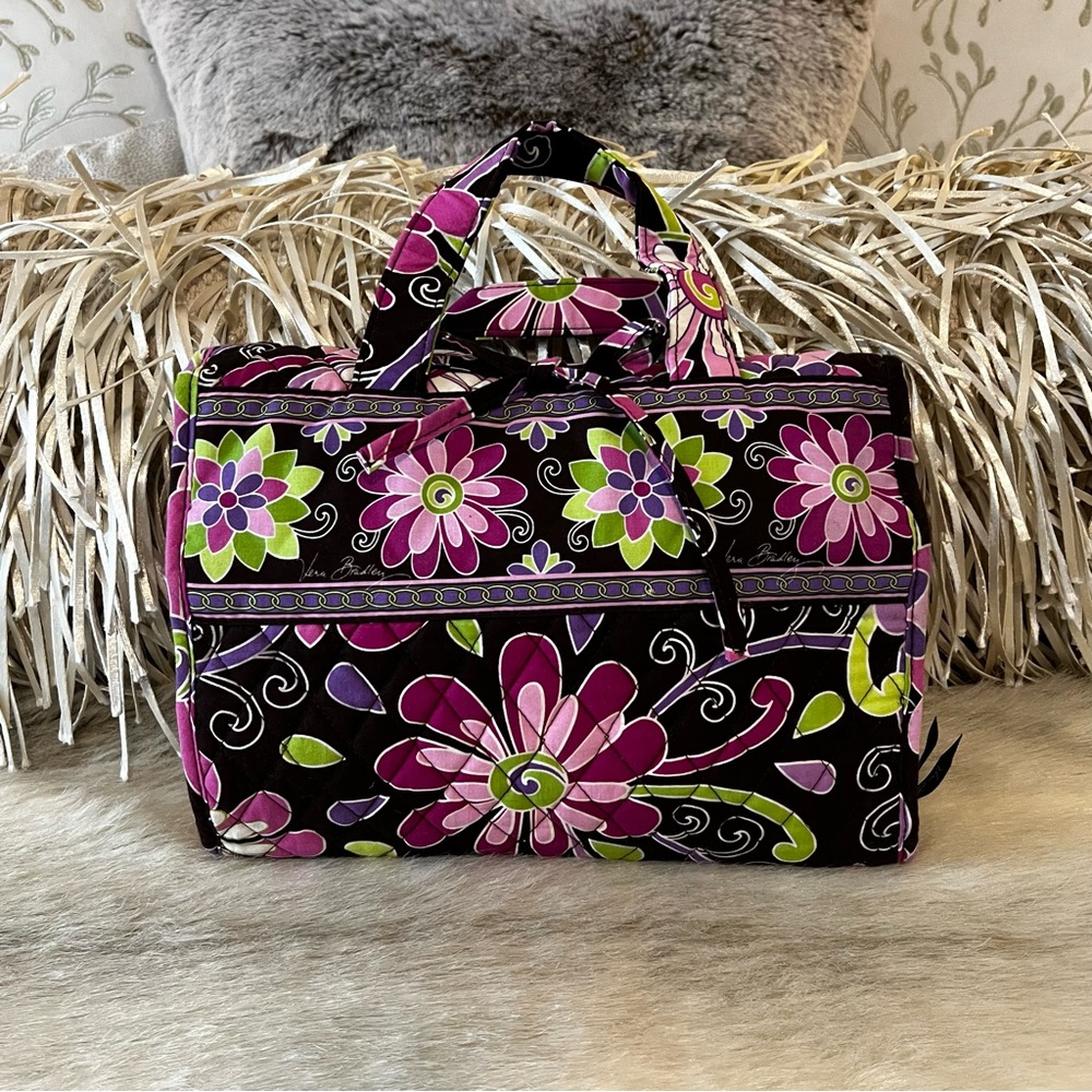 VERA BRADLEY Purple Punch 2009 Iconic Grand Hanging Organizer Brown Floral Y2K